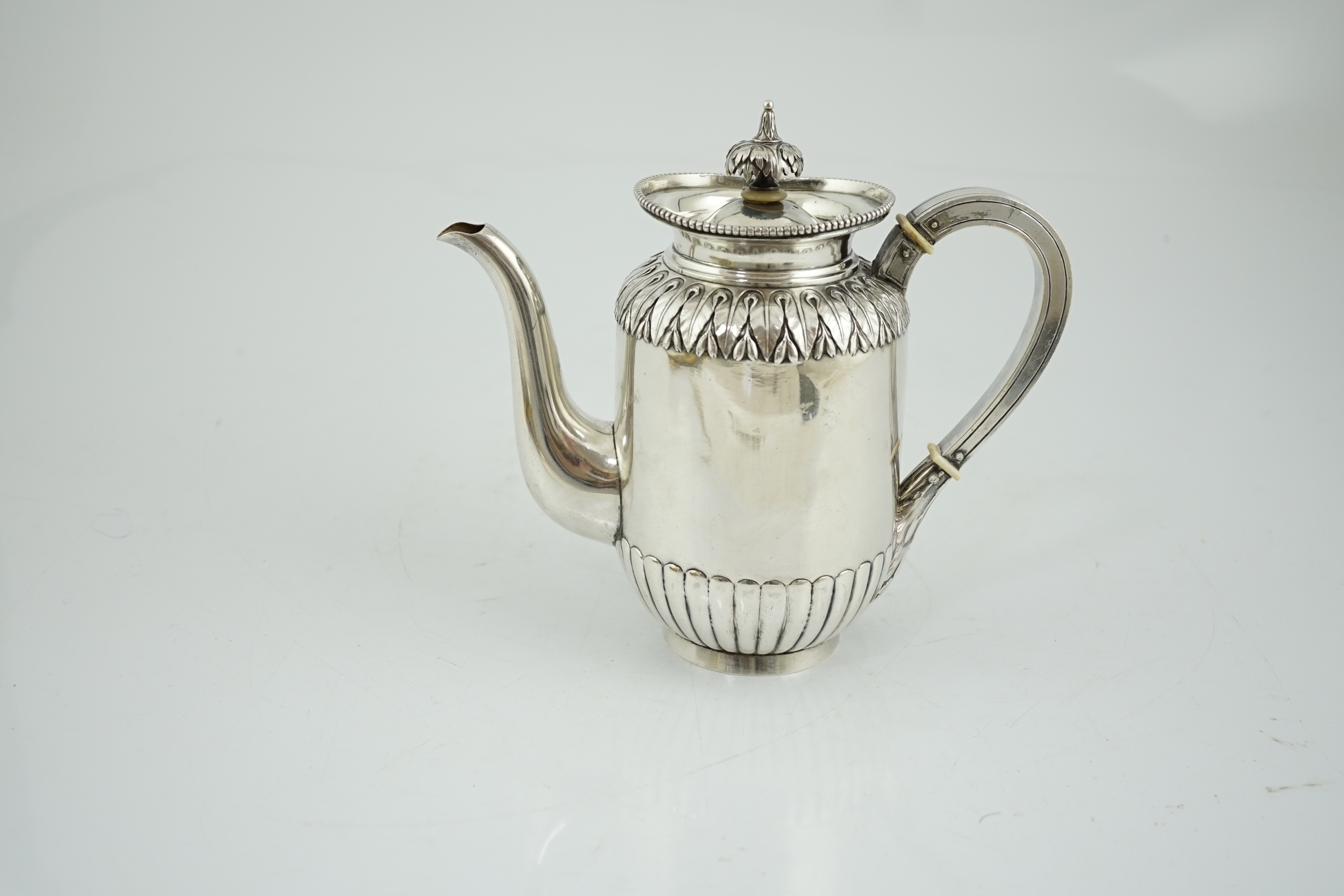 Carl Faberge - A late 19th/early 20th century Russian 84 zolotnik silver coffee pot, CITES submission reference: T7CQVQS9